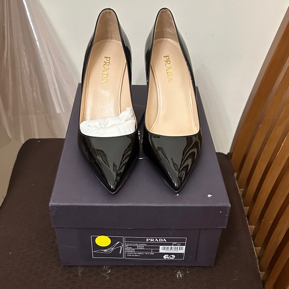 Prada Glossy Black Women's Heels - Picture 1 of 4